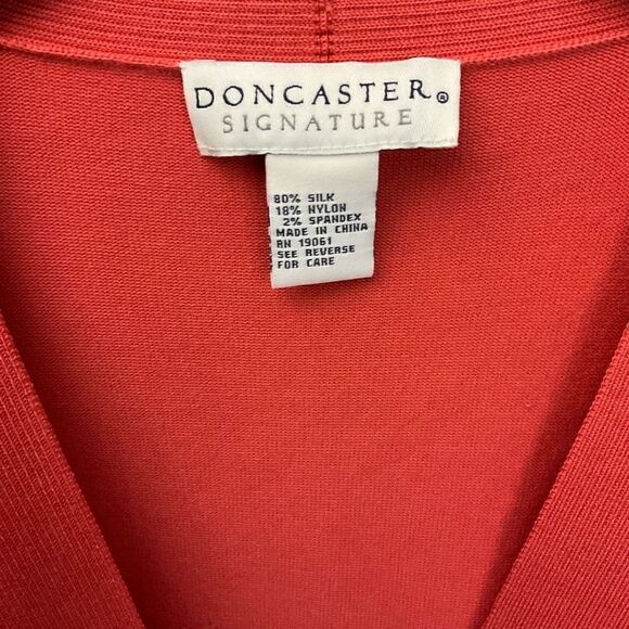 Doncaster Cardigan Button Down Front Silk Blend Orange Red Coral Women Large - Picture 3 of 12